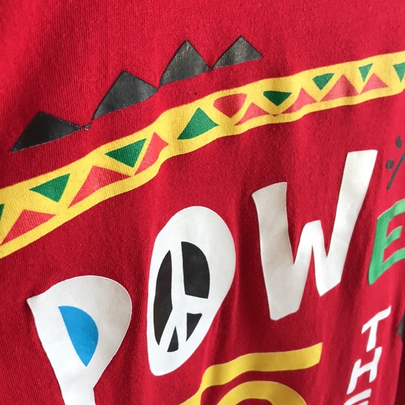 Reason brand Sz Medium Tee red cotton long sleeves Power to the People graphics - Picture 7 of 10